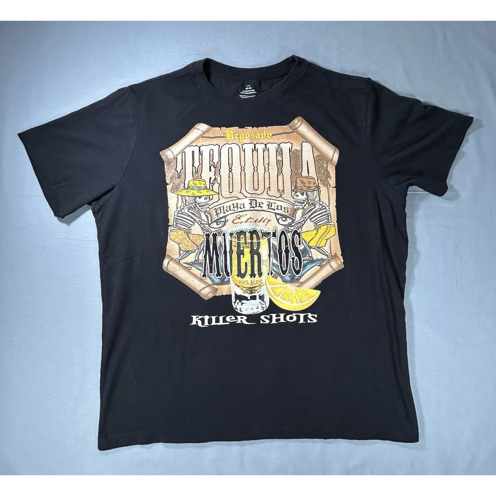 Reposado Tequila T-Shirt men's large runs short at waist Skeleton‎ Muertos
